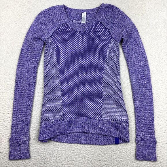 Ivivva Other - Ivivva Busy to be Cozy V-Neck Pullover Sweater Girl's 12 Purple Knit Slim Fit